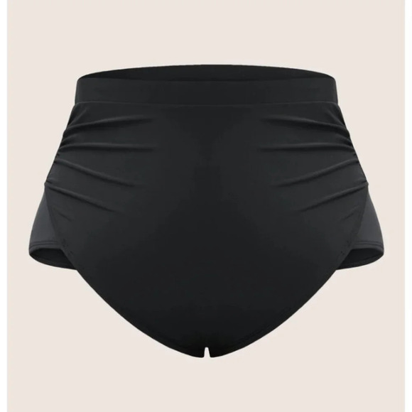 BloomChic Plus Size Plain Patchwork Ruched Swim Bottom - Picture 5 of 6